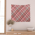 Pink Green and Red Christmas Tartan Plaid Pattern Wall Tapestry Gallery Image 2