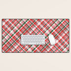 Pink Green and Red Christmas Tartan Plaid Pattern Desk Mat Gallery Image 1