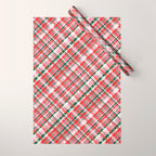 Pink Green and Red Christmas Tartan Plaid Pattern Wrapping Paper Gallery Image 1