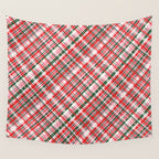 Pink Green and Red Christmas Tartan Plaid Pattern Wall Tapestry Gallery Image 4