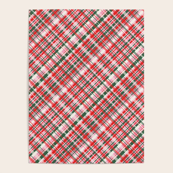 Pink Green and Red Christmas Tartan Plaid Pattern Poster Gallery Image 4