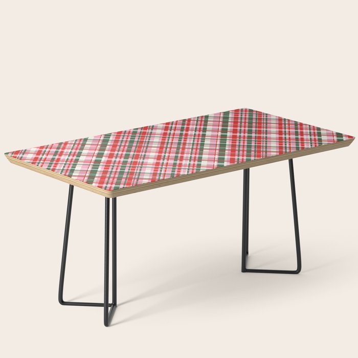 Pink Green and Red Christmas Tartan Plaid Pattern Coffee Table Gallery Image 1
