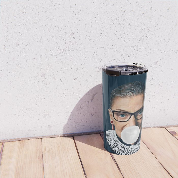 Ruth Bader Ginsburg Blowing White Bubble gum Travel Mug Gallery Image 4