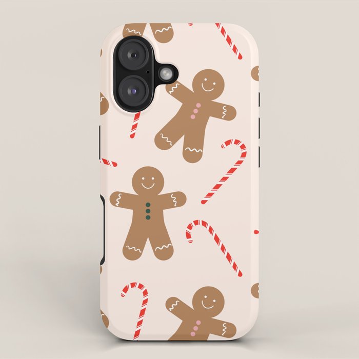 Gingerbread Man + Candy Cane Christmas Pattern iPhone Case Gallery Image 1