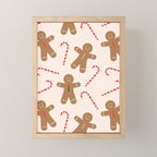 Gingerbread Man + Candy Cane Christmas Pattern Mini Art Print Gallery Image 1