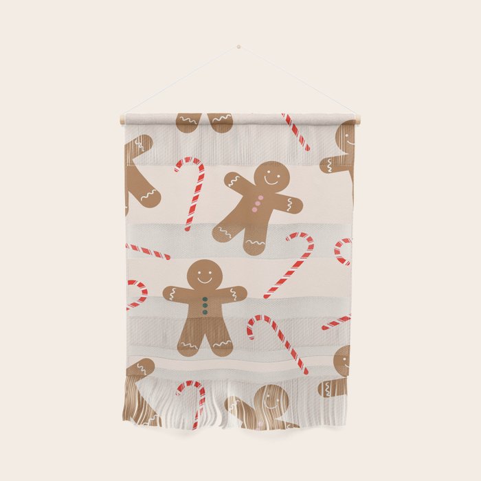 Gingerbread Man + Candy Cane Christmas Pattern Wall Hanging Gallery Image 1