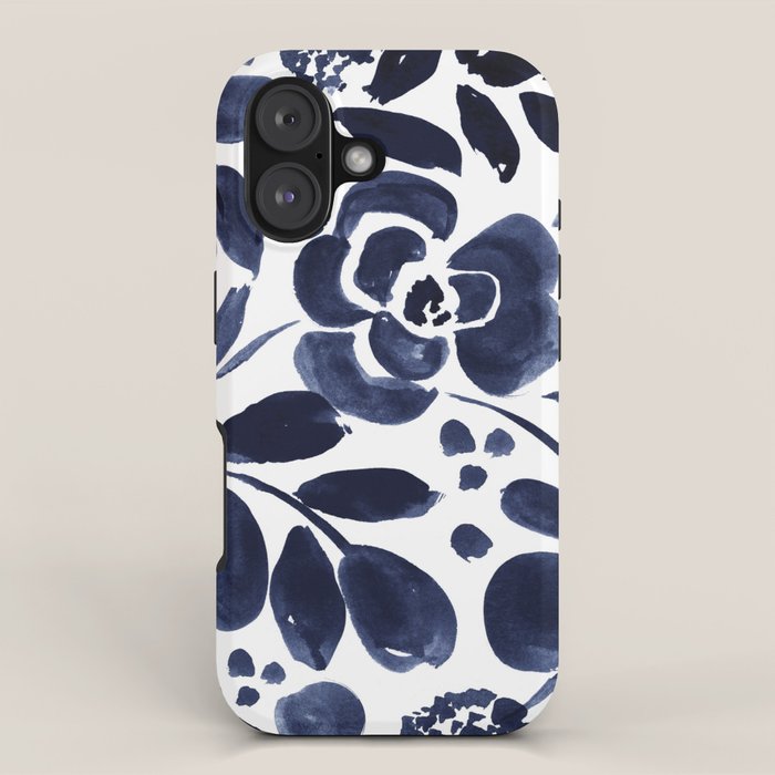 Navy Floral iPhone Case Gallery Image 1