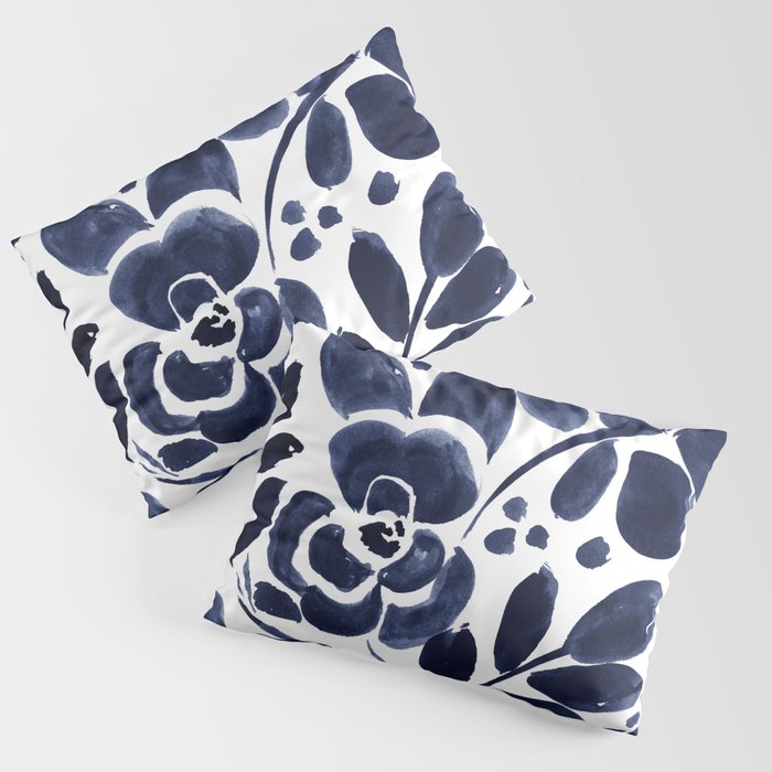 Navy Floral Pillow Sham Gallery Image 3