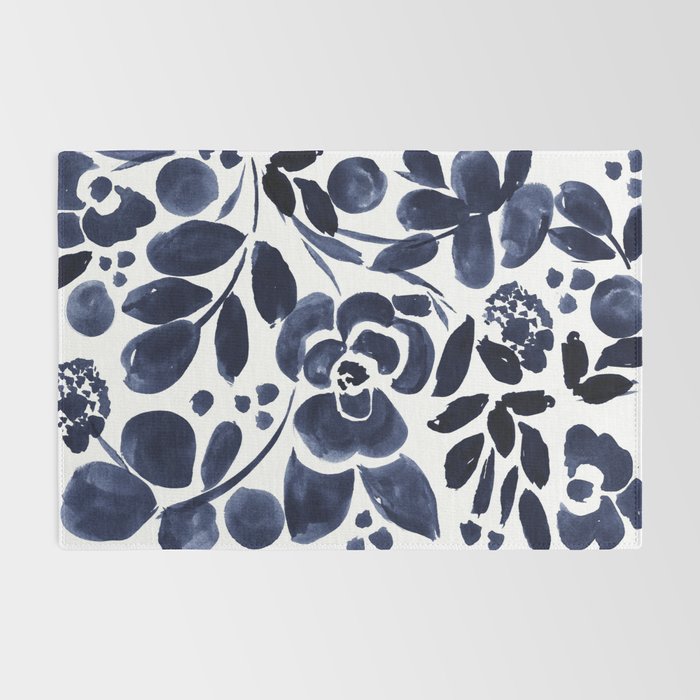 Navy Floral Rug Gallery Image 2