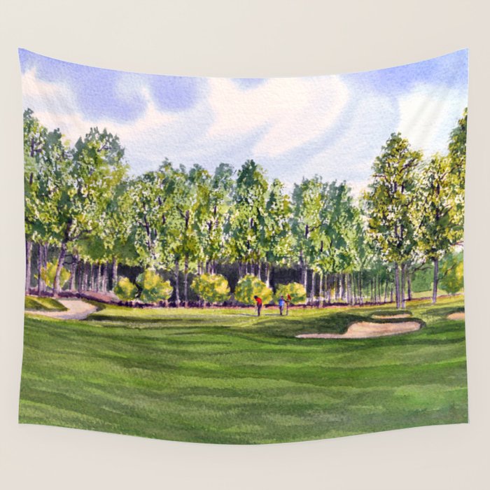 Pinehurst Golf Course No2 Hole 17 Wall Tapestry Gallery Image 1