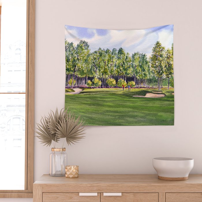 Pinehurst Golf Course No2 Hole 17 Wall Tapestry Gallery Image 2