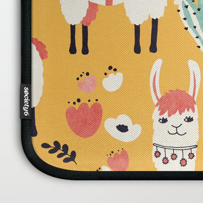 White Llama with flowers Laptop Sleeve Gallery Image 3