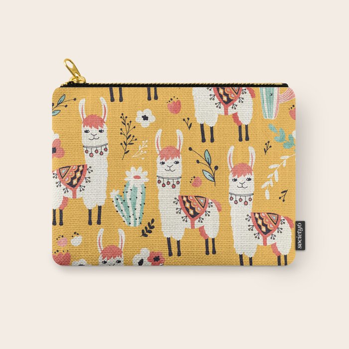 White Llama with flowers Carry All Pouch Gallery Image 1