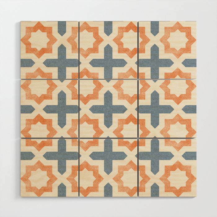 river stars - tangerine and blue Wood Wall Art Gallery Image 1