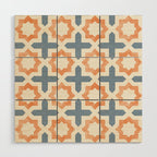 river stars - tangerine and blue Wood Wall Art Gallery Image 1