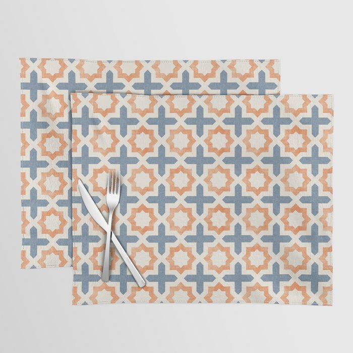 river stars - tangerine and blue Placemat Gallery Image 1