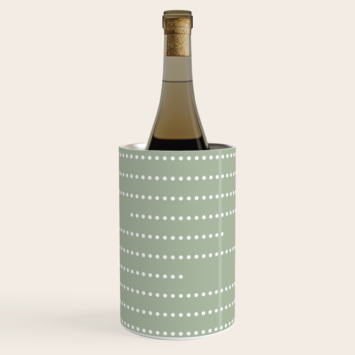 Sage Green and White Minimal Dots Pattern Wine Chiller Gallery Image 1