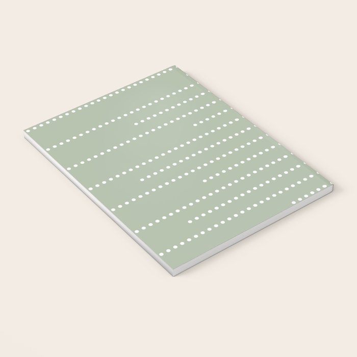 Sage Green and White Minimal Dots Pattern Notebook Gallery Image 3