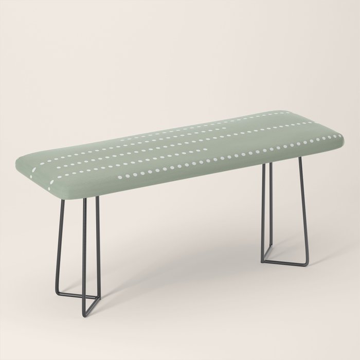 Sage Green and White Minimal Dots Pattern Bench Gallery Image 1