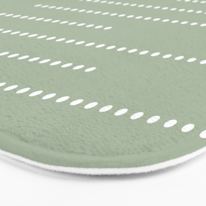 Sage Green and White Minimal Dots Pattern Bath Mat Gallery Image 3