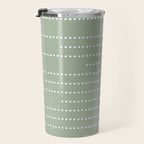 Sage Green and White Minimal Dots Pattern Travel Mug Gallery Image 3