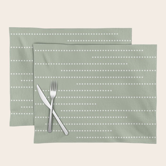 Sage Green and White Minimal Dots Pattern Placemat Gallery Image 1