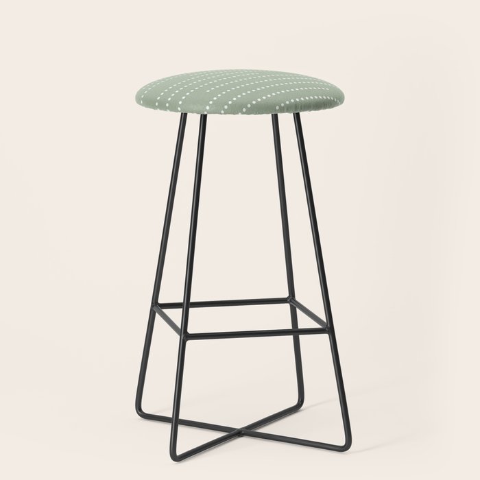 Sage Green and White Minimal Dots Pattern Stool Gallery Image 1