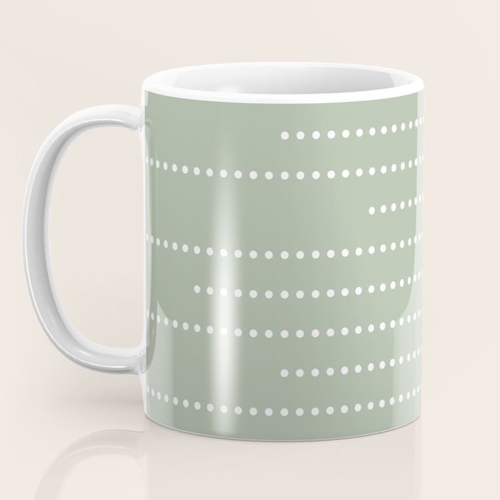 Sage Green and White Minimal Dots Pattern Coffee Mug Gallery Image 3