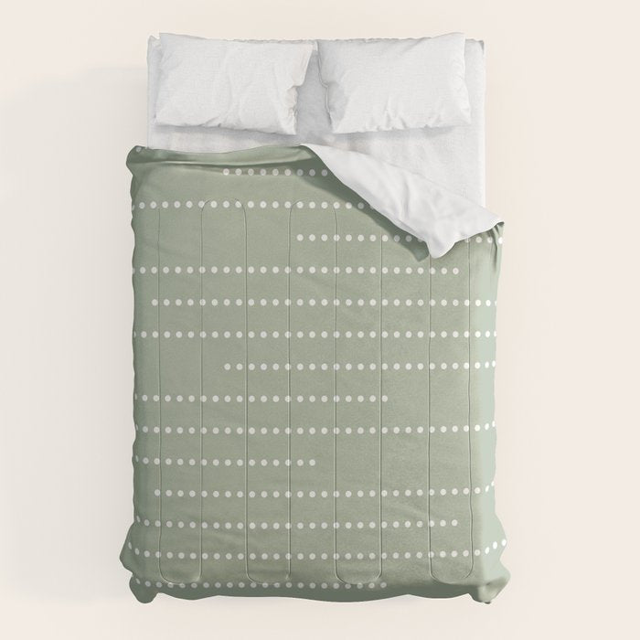 Sage Green and White Minimal Dots Pattern Comforter Gallery Image 6