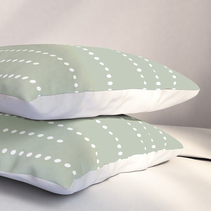 Sage Green and White Minimal Dots Pattern Pillow Sham Gallery Image 3