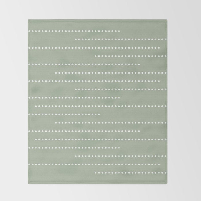 Sage Green and White Minimal Dots Pattern Throw Blanket Gallery Image 2