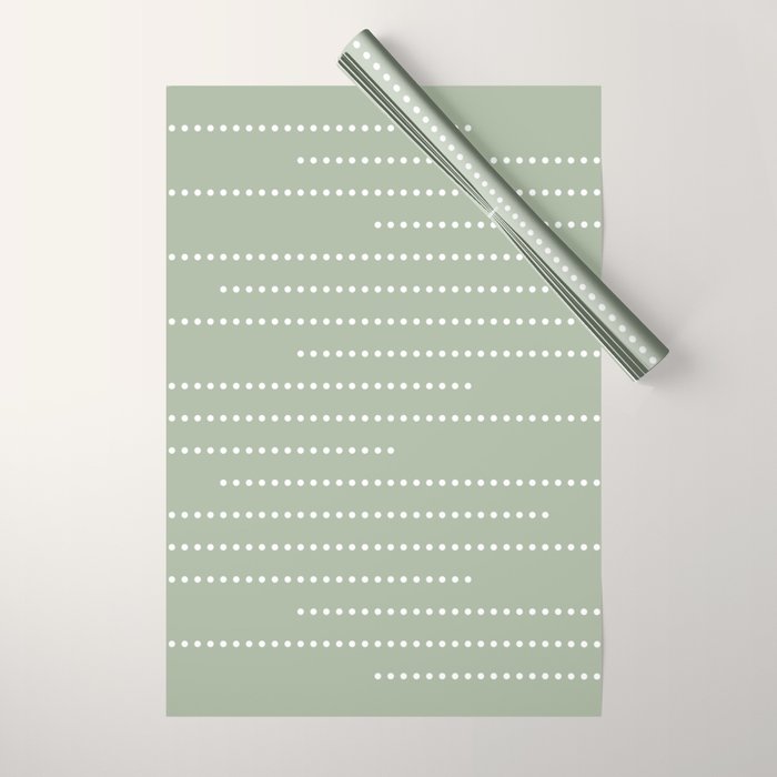 Sage Green and White Minimal Dots Pattern Wrapping Paper Gallery Image 1