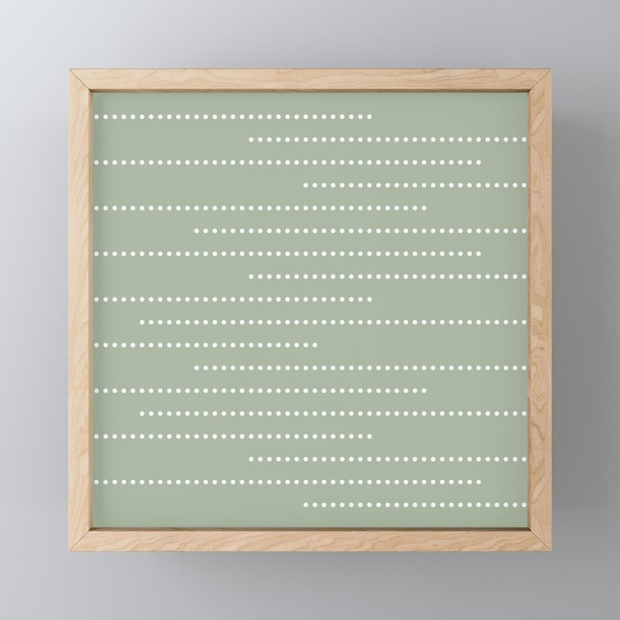 Sage Green and White Minimal Dots Pattern Mini Art Print Gallery Image 1