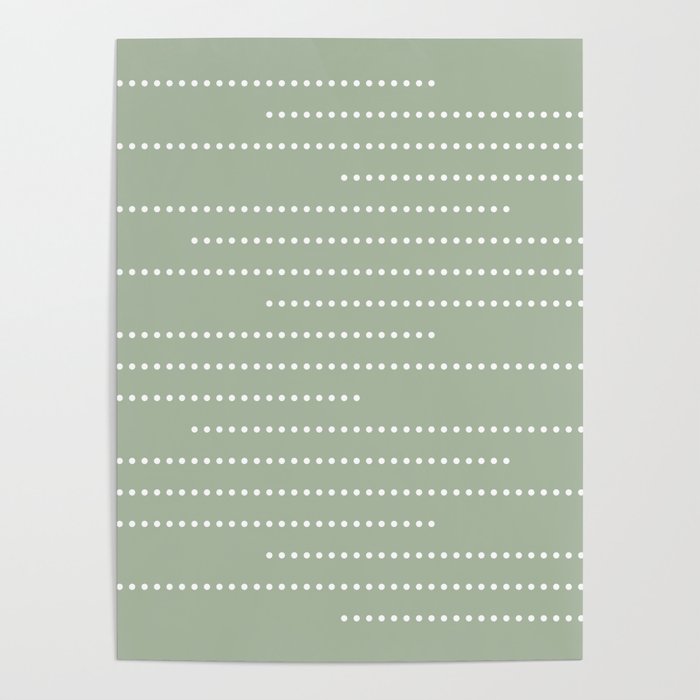 Sage Green and White Minimal Dots Pattern Poster Gallery Image 4