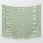Sage Green and White Minimal Dots Pattern Wall Tapestry Gallery Image 4