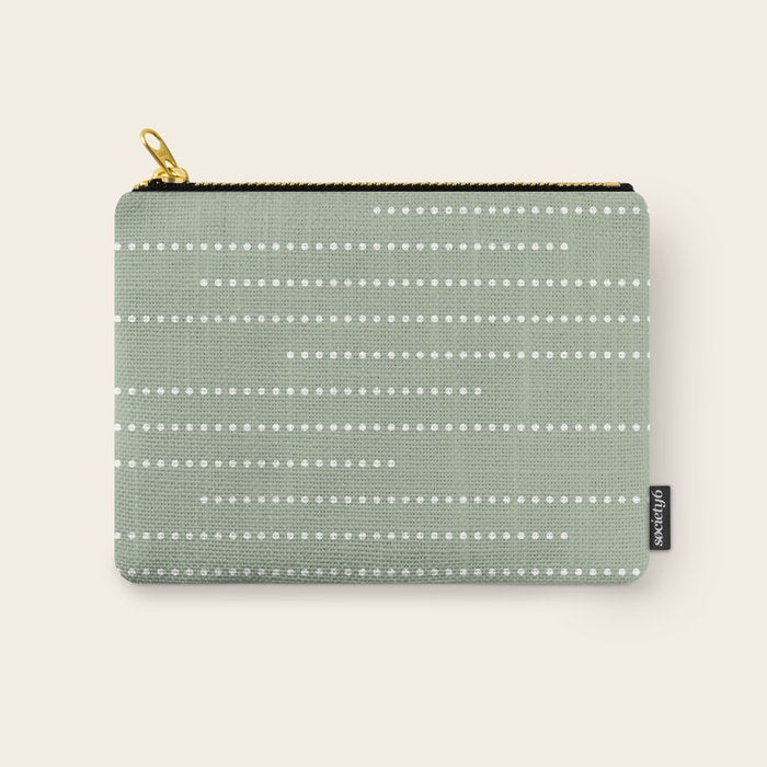 Sage Green and White Minimal Dots Pattern Carry All Pouch Gallery Image 1
