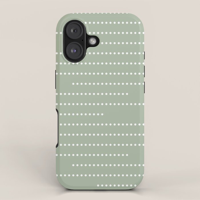 Sage Green and White Minimal Dots Pattern iPhone Case Gallery Image 1