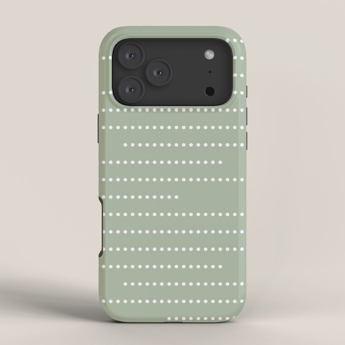 Sage Green and White Minimal Dots Pattern iPhone Case Gallery Image 4