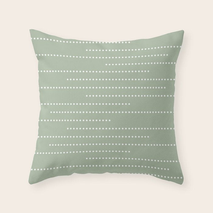 Sage Green and White Minimal Dots Pattern Throw Pillow Gallery Image 1