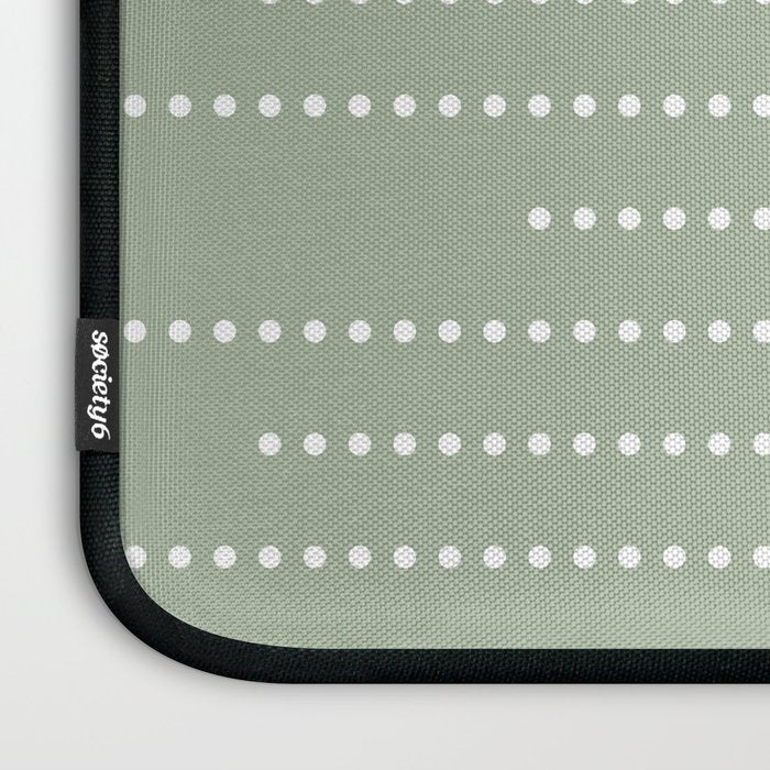 Sage Green and White Minimal Dots Pattern Laptop Sleeve Gallery Image 3