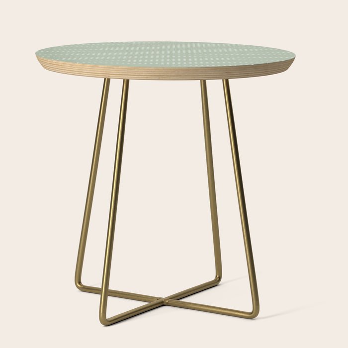 Sage Green and White Minimal Dots Pattern Side Table Gallery Image 1