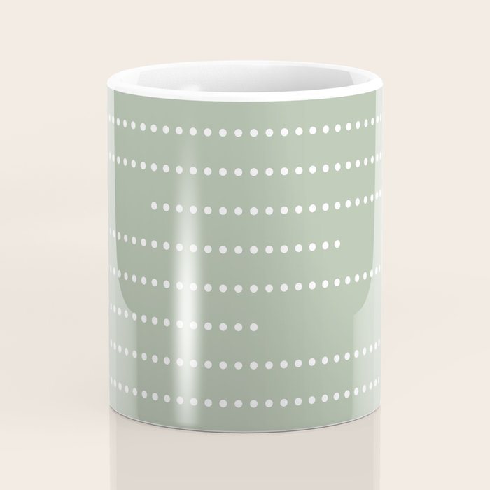 Sage Green and White Minimal Dots Pattern Coffee Mug Gallery Image 4