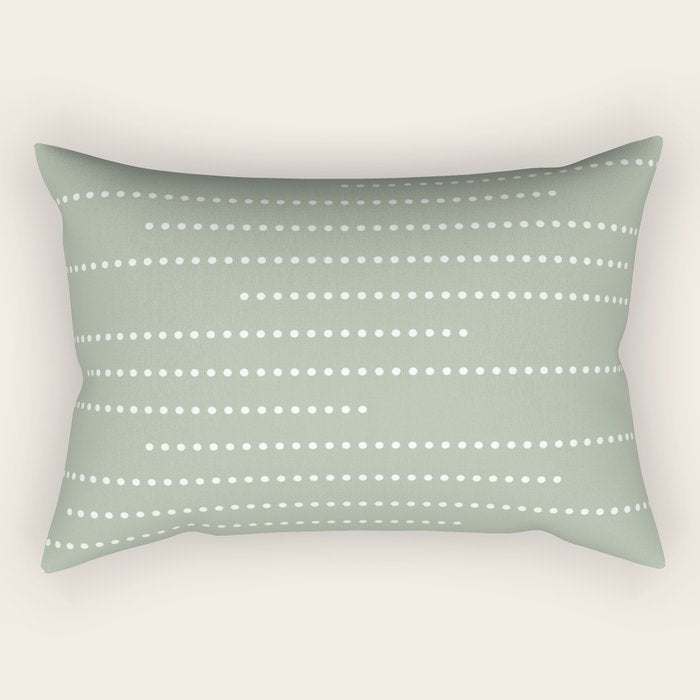 Sage Green and White Minimal Dots Pattern Rectangular Pillow Gallery Image 1