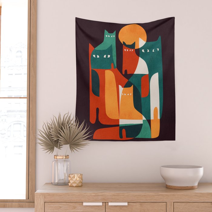 Cat Family Wall Tapestry Gallery Image 2