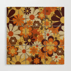 70's Floral Prints, Retro Art Wood Wall Art Gallery Image 1