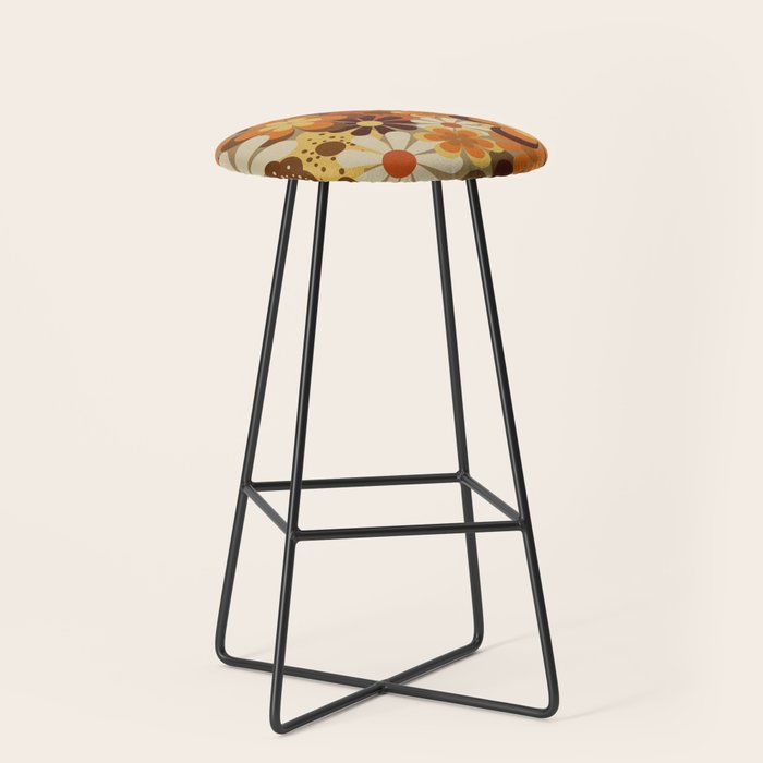 70's Floral Prints, Retro Art Stool Gallery Image 1