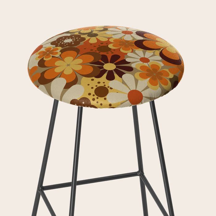 70's Floral Prints, Retro Art Stool Gallery Image 2