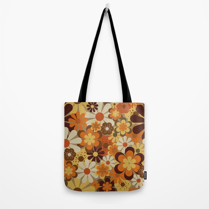 70's Floral Prints, Retro Art Tote Bag Gallery Image 2