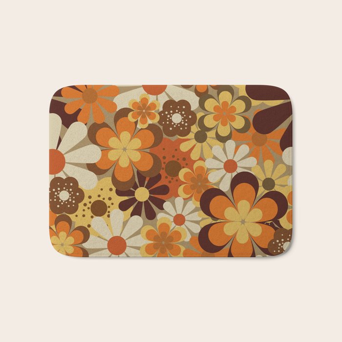 70's Floral Prints, Retro Art Bath Mat Gallery Image 1