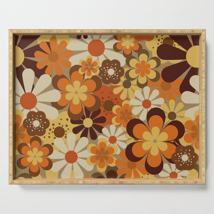 70's Floral Prints, Retro Art Serving Tray Gallery Image 1